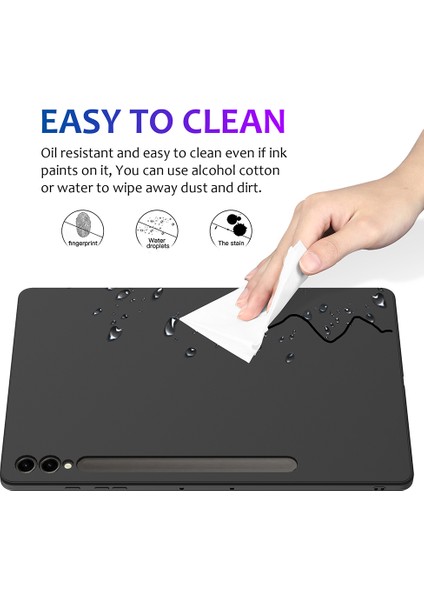 Samsung Galaxy Tab S9+Kılıf Çizilmez Sıvı Silikon Kapak-Siyah (Yurt Dışından)