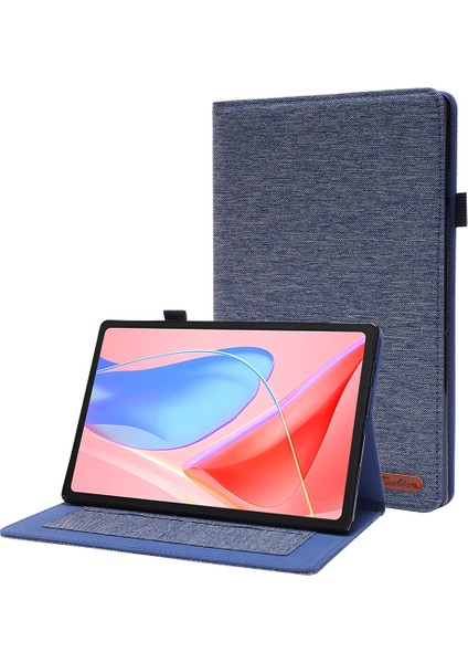 Lenovo Tab 10.1(2025)TB-311XU/TAB TB311FU Deri Kılıf Kart Tutucu Kumaş Doku Tablet Standı Kapağı-Mavi (Yurt Dışından)