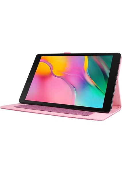 Darbeye Dayanıklı Çizilmez Kumaş Dokulu Kart Yuvaları Stand Deri Tablet Kılıfı Samsung Galaxy Tab A7 10.4 (2020)/(2022) T500-PEMBE (Yurt Dışından)