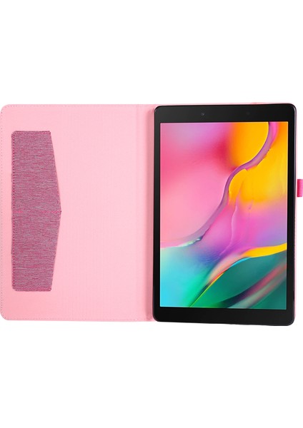 Darbeye Dayanıklı Çizilmez Kumaş Dokulu Kart Yuvaları Stand Deri Tablet Kılıfı Samsung Galaxy Tab A7 10.4 (2020)/(2022) T500-PEMBE (Yurt Dışından)