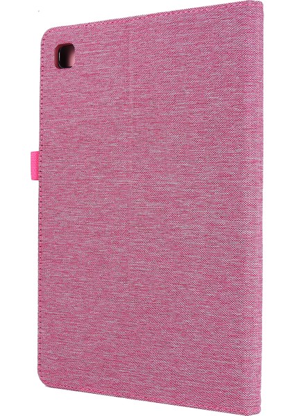 Darbeye Dayanıklı Çizilmez Kumaş Dokulu Kart Yuvaları Stand Deri Tablet Kılıfı Samsung Galaxy Tab A7 10.4 (2020)/(2022) T500-PEMBE (Yurt Dışından)
