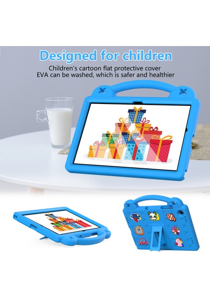 Samsung Galaxy Tab A9+Kılıf Eva Koruyucu Tablet Kılıfı Çocuk Dostu Tutma Sapı Destek Ayağı Kılıfı-Gök Mavisi (Yurt Dışından)