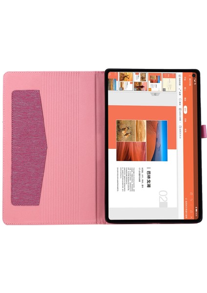 Lenovo Tab M10 Plus Deri Kılıf Çizilmeye Dayanıklı Flip Tablet Kılıfı Standlı Kart Yuvaları-Pembe (Yurt Dışından) fiyatları