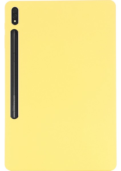 Samsung Galaxy Tab S8+/tab S7+ Sıvı Silikon Tablet Kılıfı Yumuşak Mikrofiber Astarlı Çizilmez Kapak-Sarı (Yurt Dışından)