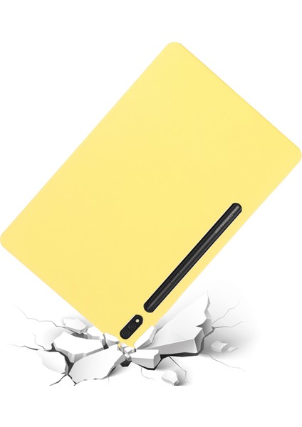 Samsung Galaxy Tab S8+/tab S7+ Sıvı Silikon Tablet Kılıfı Yumuşak Mikrofiber Astarlı Çizilmez Kapak-Sarı (Yurt Dışından)