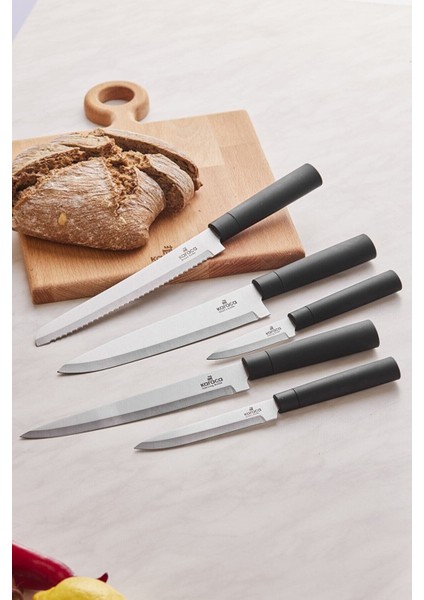 14 Parça Ahşap Servis ve Bıçak Seti, şık ve kullanışlı paslanmaz çelik tasarım modelleri