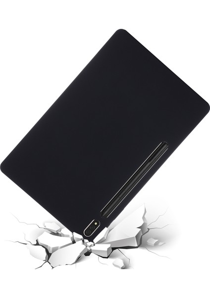 Samsung Galaxy Tab S9 Fe+Sıvı Silikon Kılıf Yumuşak Dokunmatik Tablet Kapağı-Siyah (Yurt Dışından)