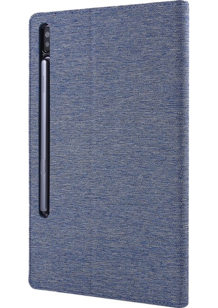 Kumaş Dokulu Kart Yuvaları Stand Deri Kılıf Samsung Galaxy Tab S6 SM-T860/T865-MAVI (Yurt Dışından)