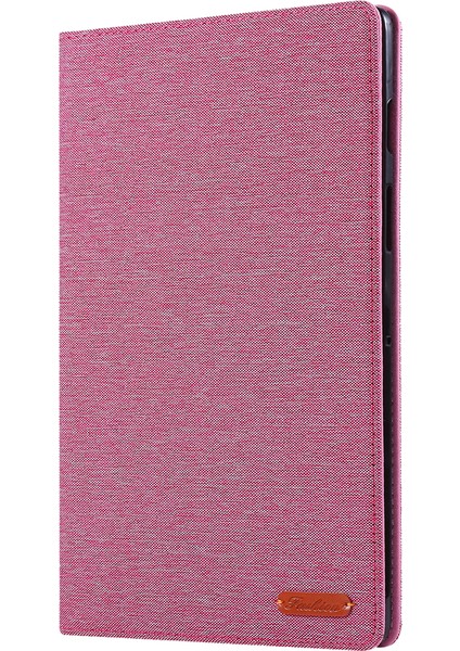 Kumaş Doku Kart Yuvaları Stand Deri Kılıf Samsung Galaxy Tab S5E SM-T720-PEMBE (Yurt Dışından)