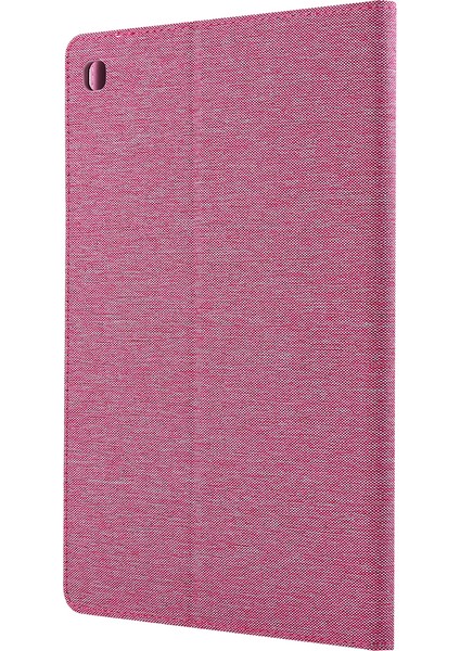 Kumaş Doku Kart Yuvaları Stand Deri Kılıf Samsung Galaxy Tab S5E SM-T720-PEMBE (Yurt Dışından)