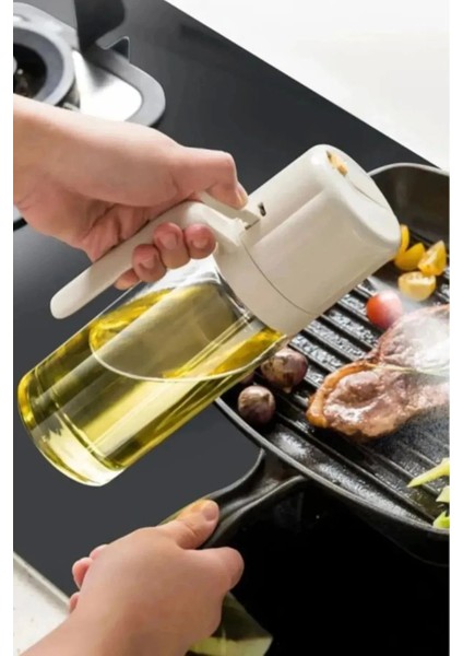 Çift Fonksiyonlu 450 ml Çok Renkli Cam Yağdanlık ve Sprey Yağdanlık Seti