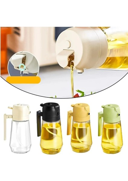Çift Fonksiyonlu 450 ml Çok Renkli Cam Yağdanlık ve Sprey Yağdanlık Seti