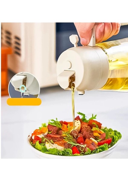 Çift Fonksiyonlu 450 ml Çok Renkli Cam Yağdanlık ve Sprey Yağdanlık Seti