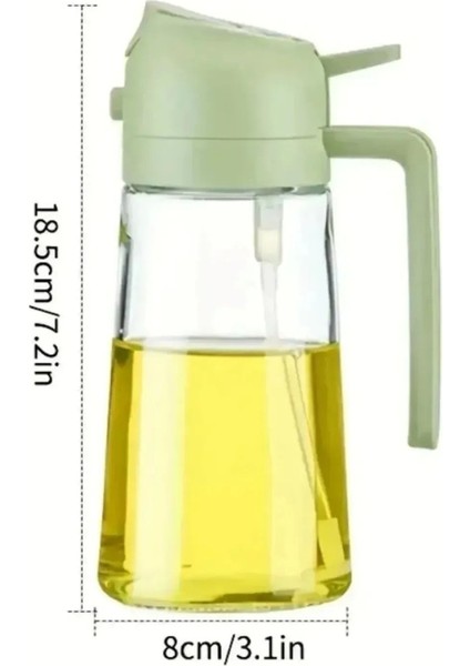 Çift Fonksiyonlu 450 ml Çok Renkli Cam Yağdanlık ve Sprey Yağdanlık Seti