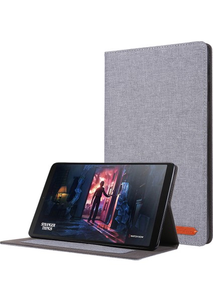 Kumaş Dokulu Kart Yuvaları Stand Deri Kılıf Samsung Galaxy Tab A 10.1(2019)T510/T515-GRI (Yurt Dışından)
