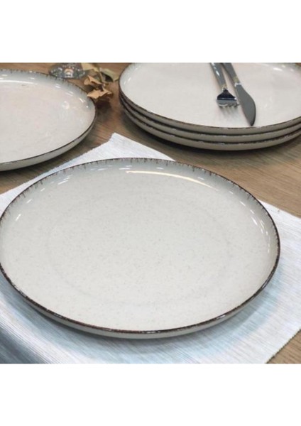 Şık 27 cm Krem Porselen Servis Tabakları 6'lı Set, BPA Free fiyatları