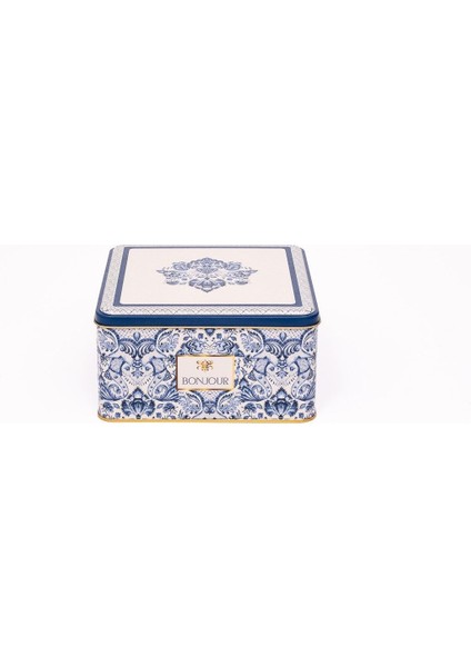 Desenli kare metal saklama kabı, 20x20 cm, dayanıklı ve şık mutfak aksesuarı fiyatları