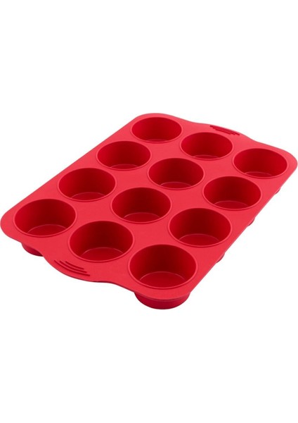 12'li kırmızı silikon muffin kalıbı, dayanıklı ve kullanışlı mutfak gereci fiyatları
