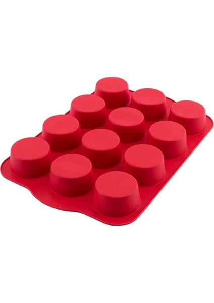 12'li kırmızı silikon muffin kalıbı, dayanıklı ve kullanışlı mutfak gereci modelleri