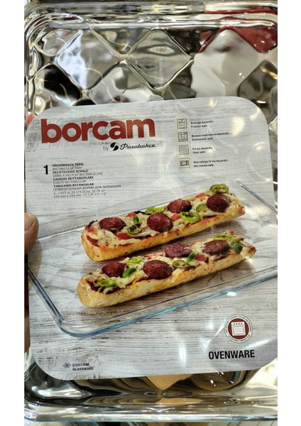 Kare Desenli Fırın Kabı, 33.5x24.5 cm, Cam, Beyaz, Pide ve Börekler İçin Ideal fiyatları