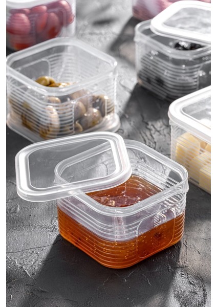 7 Parça Şeffaf Çok Amaçlı Hava Almaz Sızdırmaz Kahvaltı Sunum Seti, Turuncu fiyatları