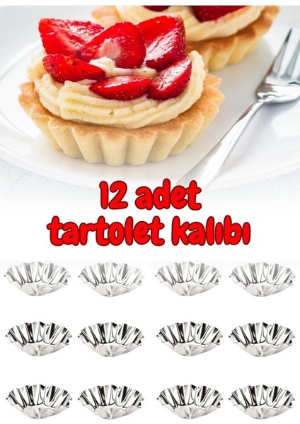 12 Adet Orta Boy Metal Tart Kalıbı, 8 cm, Çok Amaçlı, Güçlü ve Sağlam Yapı