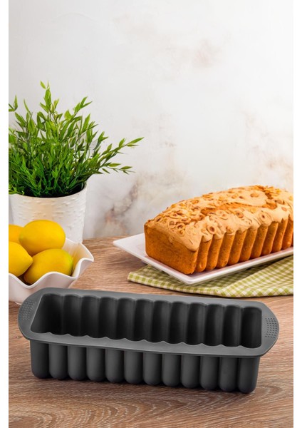 Antrasit silikon baton kek kalıbı, çikolata ve tatlılar için ideal, dayanıklı ve esnek