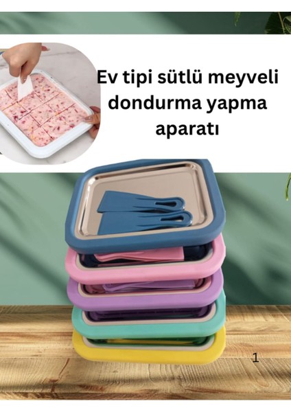 Ev tipi meyveli ve sütlü dondurma yapma tavası, 15x23 cm, kolay kullanımlı