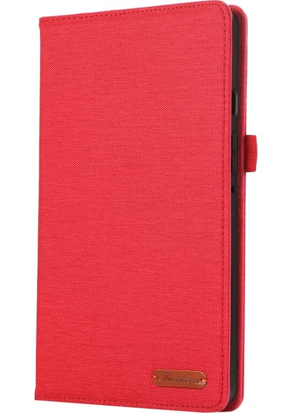 Samsung Galaxy Tab A9 Tablet Kılıfı Kumaş Doku Folio Stand Deri Kapak Kart Yuvası Ile-Kırmızı (Yurt Dışından) indirimleri