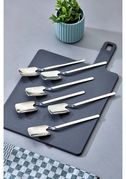6'lı Paslanmaz Çelik Tatlı ve Dondurma Kaşığı Seti, 6 Kişilik, Şık ve Dayanıklı