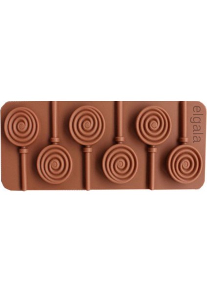 Renkli lolipop, şeker, çikolata ve dondurma için 6'lı silikon kalıp seti