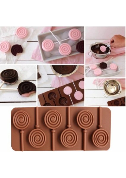 Renkli lolipop, şeker, çikolata ve dondurma için 6'lı silikon kalıp seti fiyatları