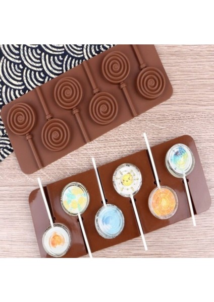 Renkli lolipop, şeker, çikolata ve dondurma için 6'lı silikon kalıp seti fırsatları