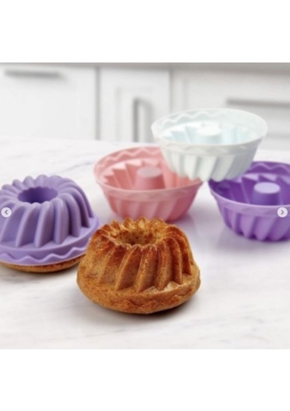 Çok Renkli Silikon Kek ve Muffin Kalıbı Seti, 6'lı, Yumuşak ve Dayanıklı Materyal modelleri