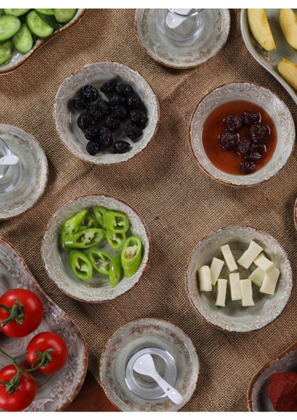 6 Kişilik Porselen Kahvaltı Takımı, Yeşil, BPA Free, Dayanıklı ve Şık Tasarım