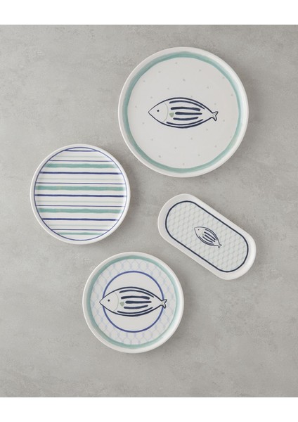 Seramik Kayık Tabak 22 cm, Mavi-yeşil, şık ve kullanışlı mutfak aksesuarı