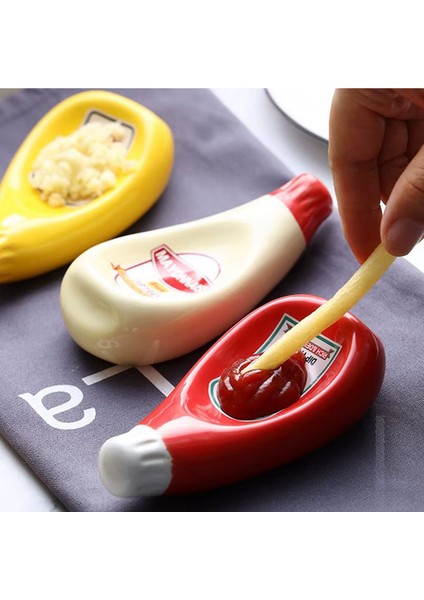 Renkli 3'lü seramik sosluk seti, ketçap, mayonez ve hardal için ideal fırsatları