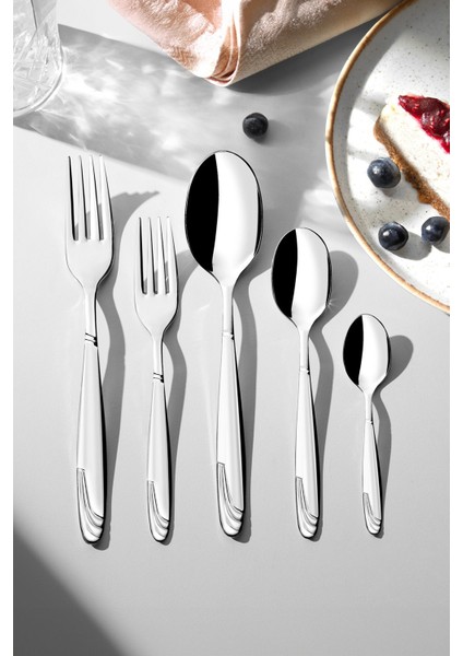 Gri 6 Kişilik 30 Parça Çatal Kaşık Takımı, şık ve kullanışlı set, zarif ve dayanıklı tasarım