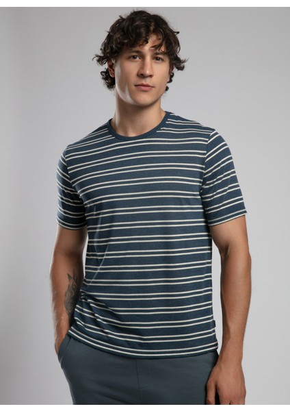 Yuvarlak Yaka Indigo Erkek T-Shirt 252 Lcm 242062 Jevon Indigo-Ekru fiyatları