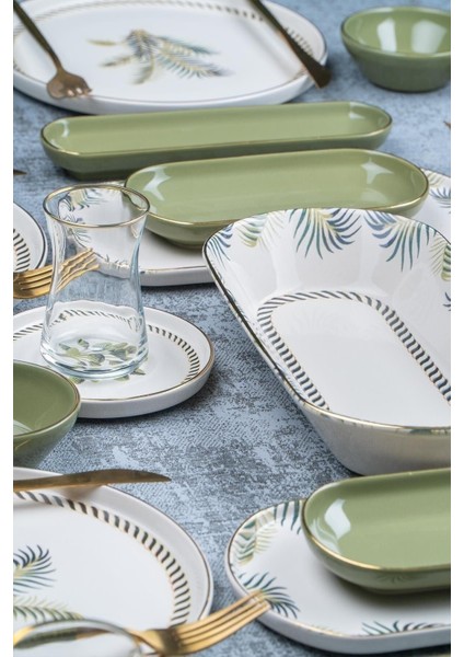 6 Kişilik Beyaz Stoneware Kahvaltı Takımı, Mikrodalga ve Bulaşık Makinesi Uyumlu