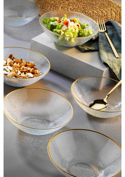 Altı Adet Gold Fileli 17 cm Salata Kase Seti, 100-249 ml, şık ve kullanışlı tasarım