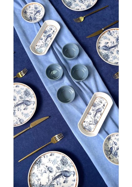 6 kişilik mavi seramik kahvaltı takımı, 14 parça, şık ve kullanışlı set modelleri