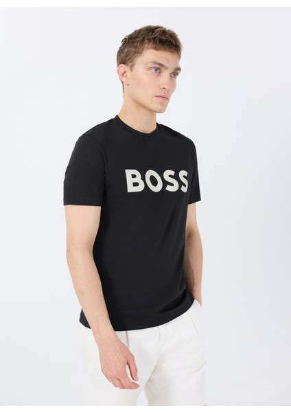 Bisiklet Yaka Siyah Erkek T-Shirt Thinking modelleri