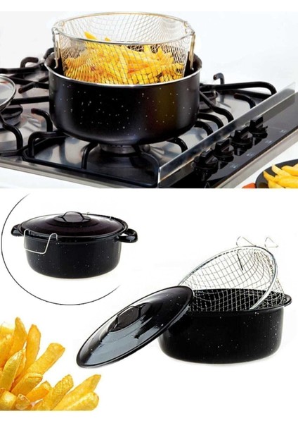 24cm Emaye Tencere ile Sebze ve Sosis Kızartması, Mikrodalga uyumlu, dayanıklı ve şık