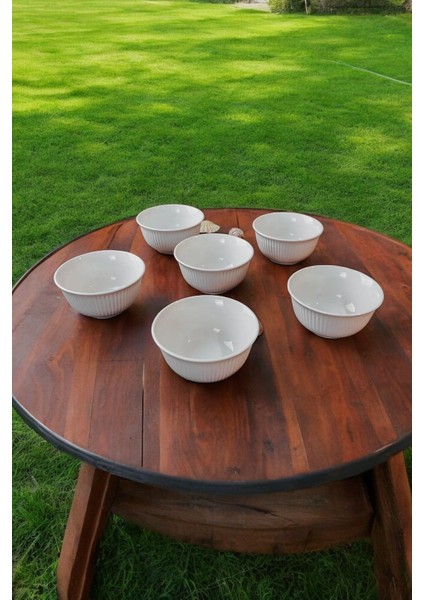 6'lı seramik kase seti, baklava desenli, 12 cm, 250-499 ml, çorba ve komposto için ideal