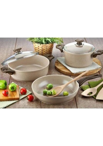 5 Parça Granit Tencere Seti, Şık ve Dayanıklı Mutfak Gereçleri