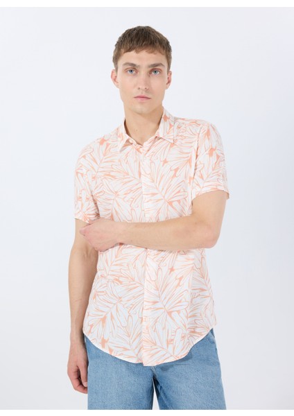 Standart Yeşil Desenli Erkek Gömlek M5GH75WD4Z2P34M Ss Eco Rayon Oıl