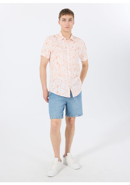 Standart Yeşil Desenli Erkek Gömlek M5GH75WD4Z2P34M Ss Eco Rayon Oıl