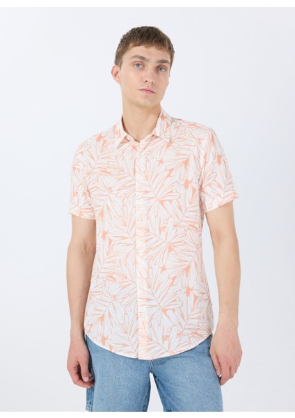 Standart Yeşil Desenli Erkek Gömlek M5GH75WD4Z2P34M Ss Eco Rayon Oıl