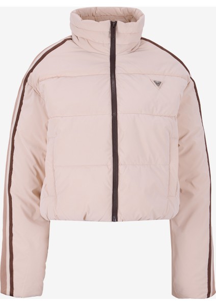 V5RL04WGYC2A60P Jean Puffer Jacket Ekru Desenli Kadın Mont
